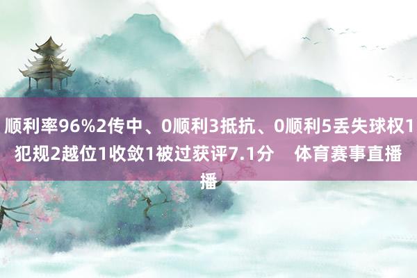 顺利率96%2传中、0顺利3抵抗、0顺利5丢失球权1犯规2越位1收敛1被过获评7.1分    体育赛事直播