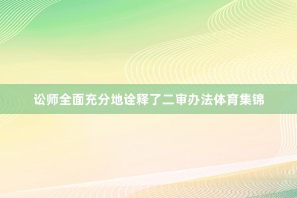 讼师全面充分地诠释了二审办法体育集锦
