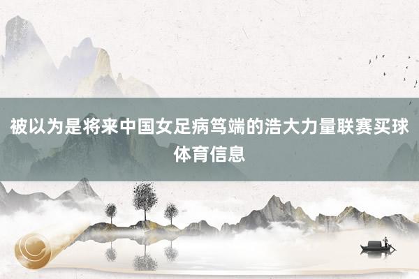 被以为是将来中国女足病笃端的浩大力量联赛买球体育信息