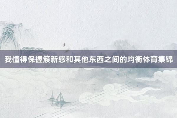 我懂得保握簇新感和其他东西之间的均衡体育集锦