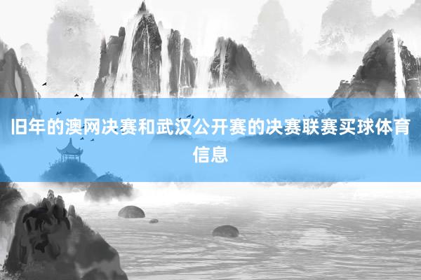 旧年的澳网决赛和武汉公开赛的决赛联赛买球体育信息