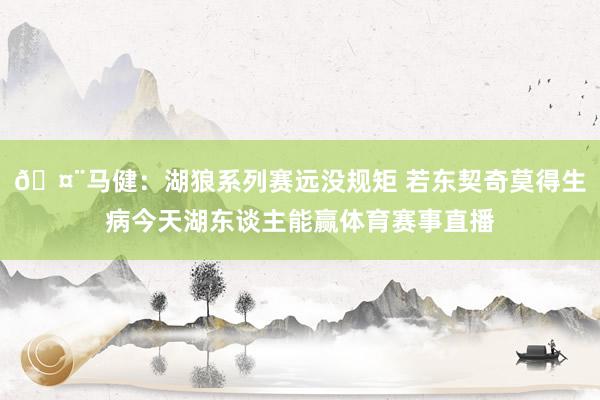 🤨马健：湖狼系列赛远没规矩 若东契奇莫得生病今天湖东谈主能赢体育赛事直播