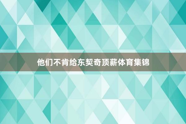 他们不肯给东契奇顶薪体育集锦