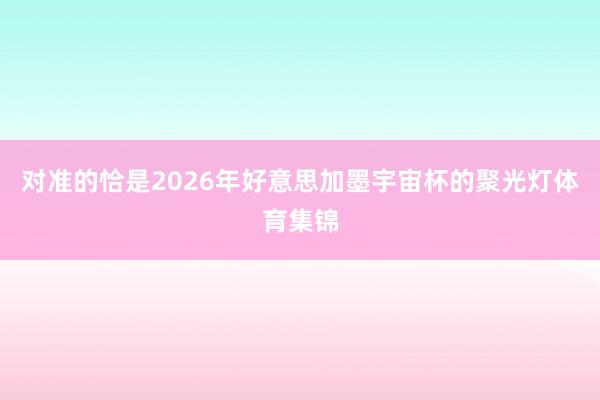 对准的恰是2026年好意思加墨宇宙杯的聚光灯体育集锦